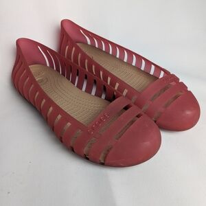 CROCS Adrina Ballet Flat Shoes Pink Color Women Size 9 Rubber Waterproof slip On